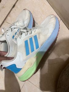 Adidas White &amp; Blue Sneakers