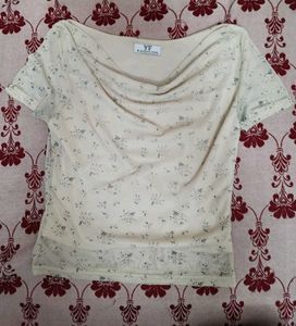 Floral Print Cowl Neck Top
