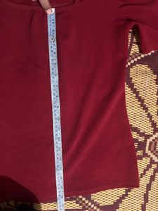 Reddish Maroon Puff Sleeve Square Neck Top