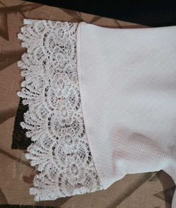 White Lace Trimmed Top