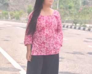 Pink Floral Print Kurta