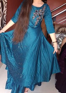 Teal Embellished Anarkali Gown