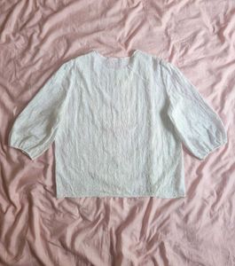 Elegant White Textured Blouse