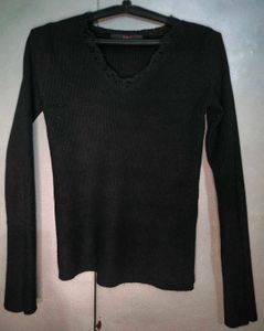 Chic Black V-Neck Top