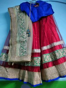 Red & Blue Lehenga Choli Set
