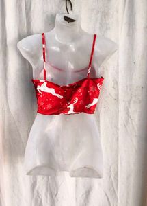 I. Cute Reindeer Print Crop Top