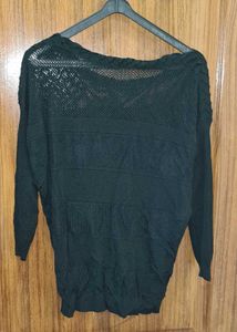 Chic Black Mesh Knit Top