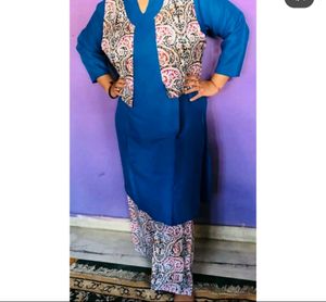 Three Piece Set Of Kurti Plazo And Jacket