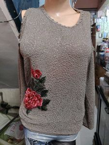 Chic Cold Shoulder Embroidered Top