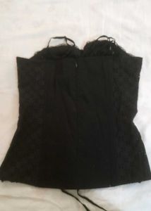 Black Designer Lace Up Corset Top