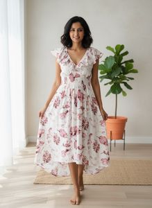 Chic Floral Print Midi Dress