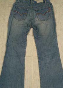 Wide Leg Jeans with  Multicolor Bow Embroidery