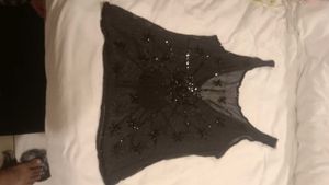 Embellished Black Chiffon Blouse
