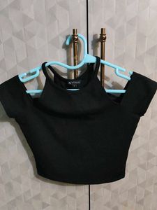 Chic Black Cold Shoulder Crop Top