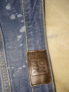 Distressed Blue Jeans with Paint Splatter