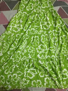 Vibrant Green Floral Print Midi Dress