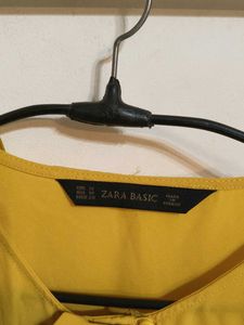 Zara Mustard Yellow Blouse with Tie Neck