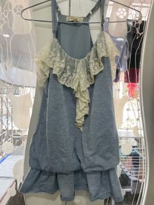 Baby Blue Lace Trim Dress