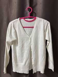 Classic White Button-Up Cardigan32-34