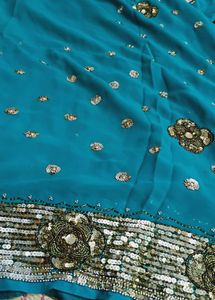 Stunning Blue Embellished Saree