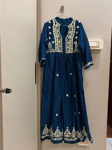 Embroidered Teal Gown