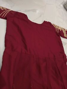 Elegant Embroidered Maroon gown with dupatta xxl