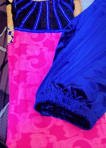 Vibrant Pink & Blue Kurta Set