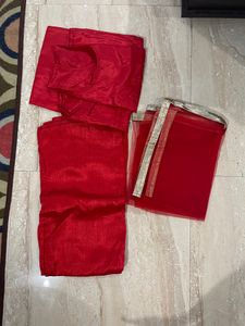 Red 3 Piece Dress With Dupatta