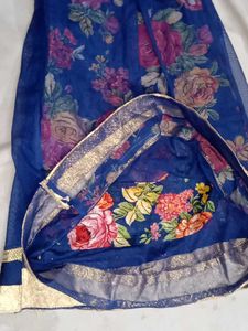 Blue Floral Print Skirt