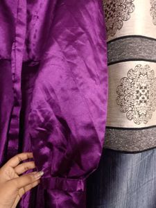 Purple Satin Ethnic Gown