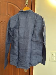 Uniqlo Blue Linen Long Sleeve Shirt