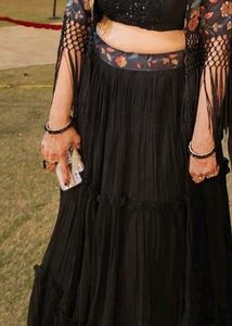 Black Lehenga Choli with Floral Shrug