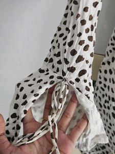 polka dot wrap ruffle mini dress