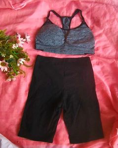 Women's Grey Sports Bra with tights