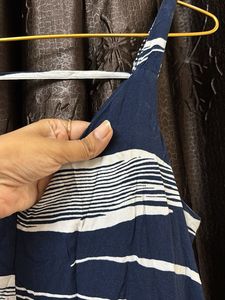 Navy Blue Striped Maxi Dress