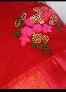 Embroidery Net Saree
