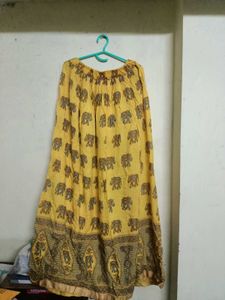Yellow Elephant Print Ethnic Skirt