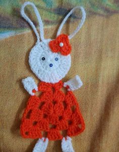 Handmade 2Pc Crochet Bunny Keychain