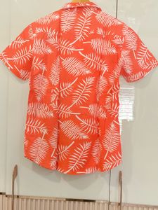 Men's Tropical Leaf Print Short Sleeve Shirt