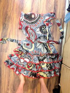 Boho Print Tiered Mini Dress