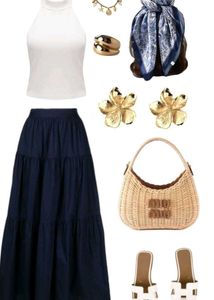 Navy blue long skirt