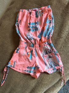 Strapless Jumpsuit with Geometric Print- xs