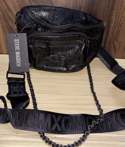 Steve Madden Black Embossed Fanny Pack