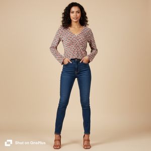 Velvet Patterned Long Sleeve Top/blouse