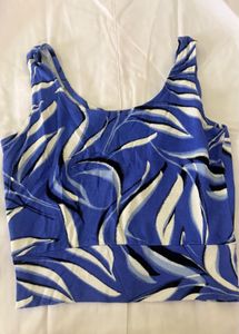 Blue Leaf Print Tank Top