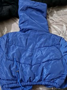 Blue Puffer Jacket with Letter