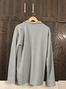 Men's Stylish Grey Textured Oversized Shirt