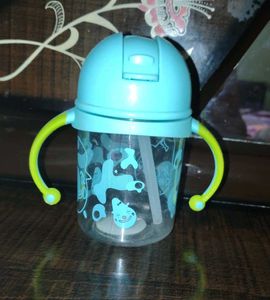 Blue Sipper Cup with Handle and Straw
