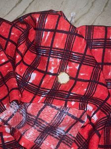 Red Checkered Sleeveless Dress