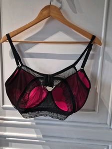 Clovia black pink Lace Trimmed Bra